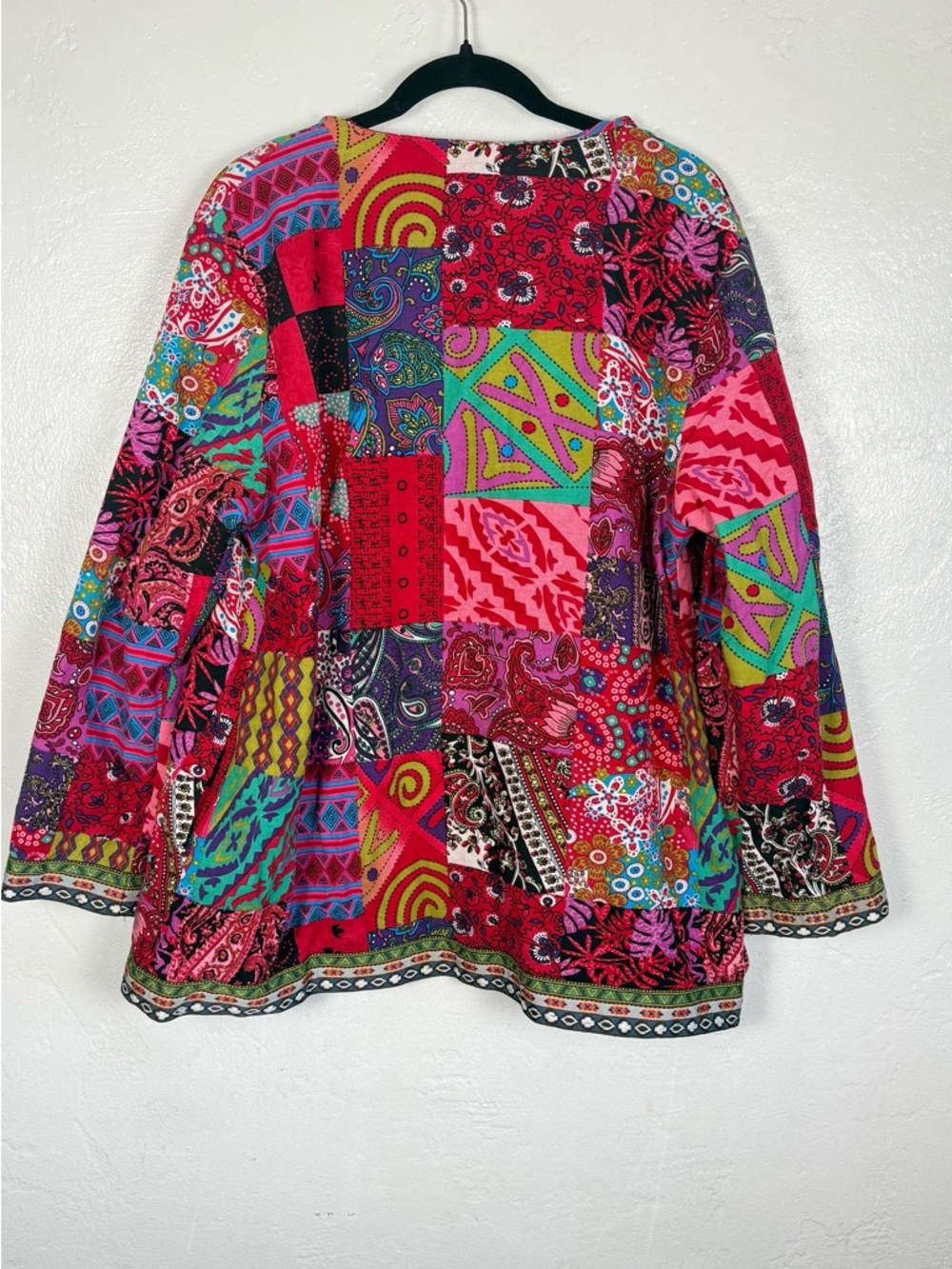 Vintage-Style Boho Patchwork Cardigan Blazer – Vibrant Ethnic Print - Picture 6 of 10